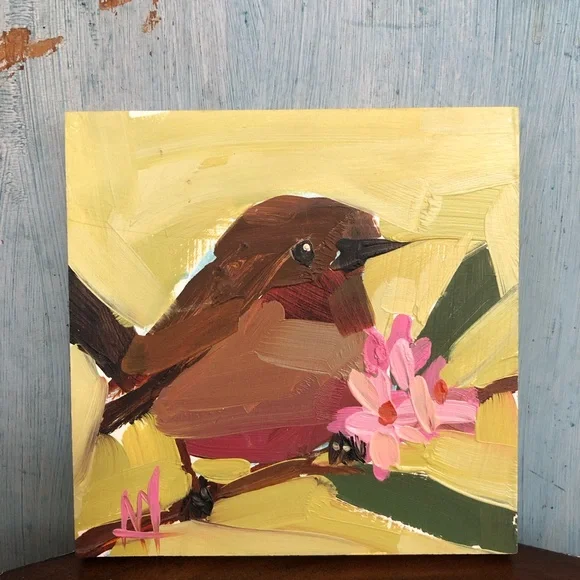 Original oil painting of sweet little Dipper Bird on A-grade composite wood - Picture 8 of 10